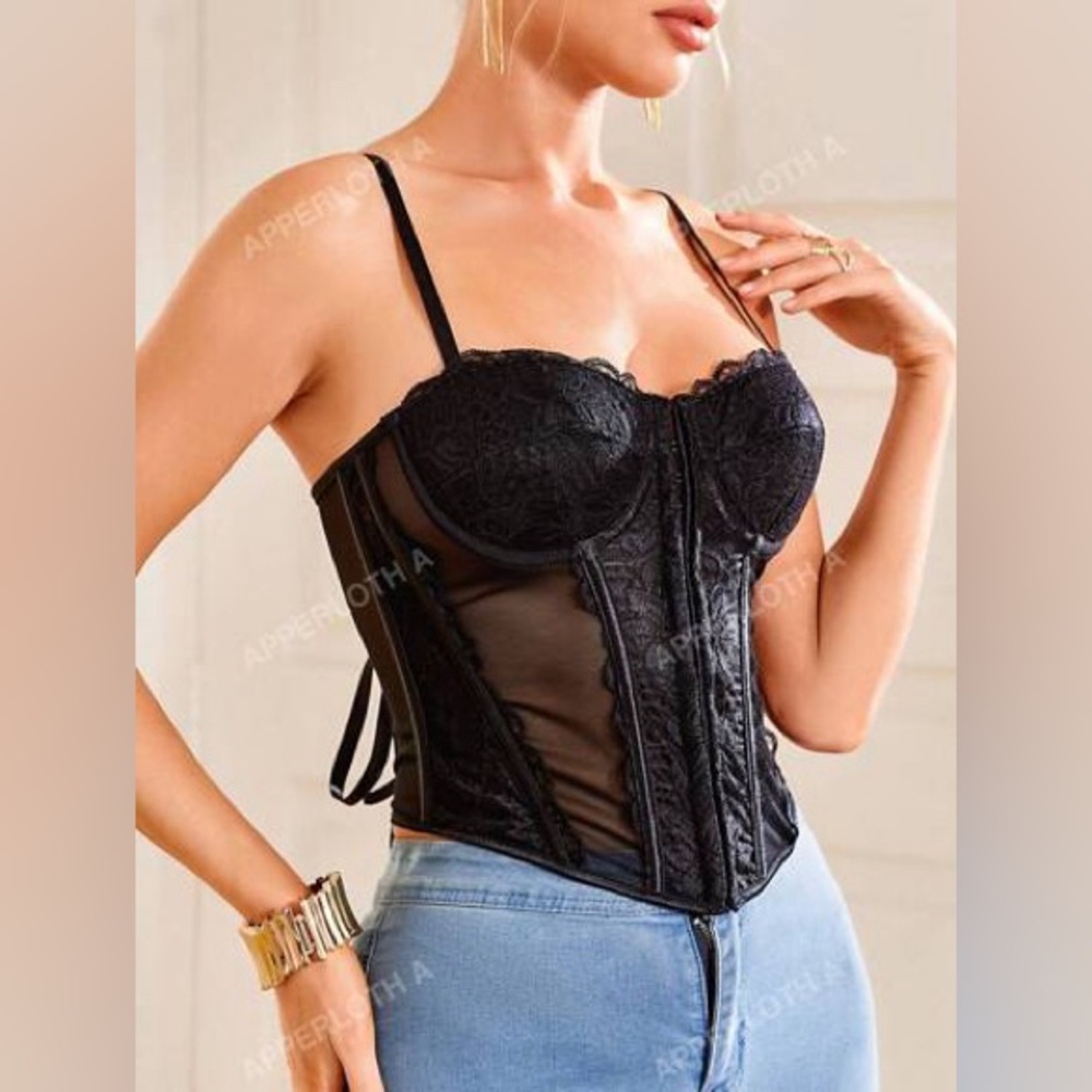 ZAVEY BUSTIER - LACE CORSET BUSTIER IN BLACK